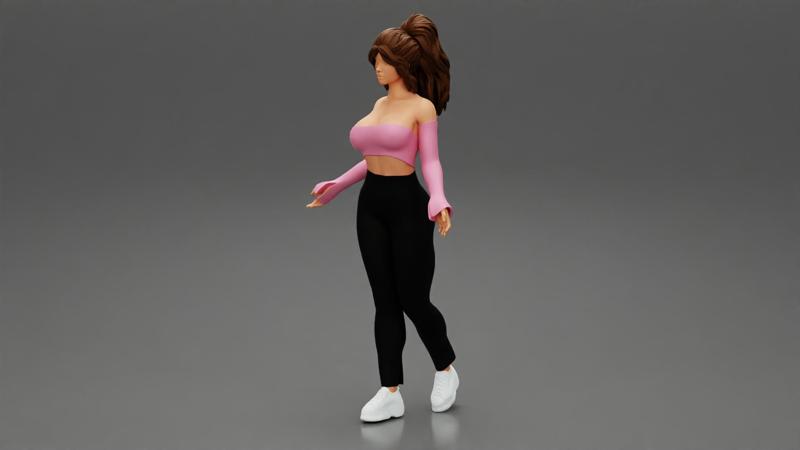 Beautiful woman weaing pants and sneakers