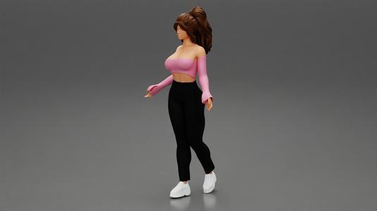 Beautiful woman weaing pants and sneakers