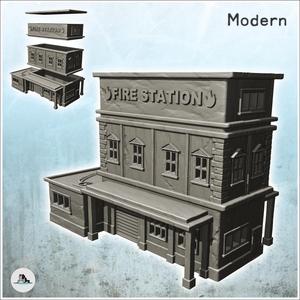 Modern multi-storey fire station with columns and driveway (6) - Cold Era Modern Warfare Conflict World War 3 RPG  Post-apo