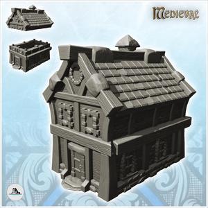Medieval one-storey house with slate roof (1) - Medieval Gothic Feudal Old Archaic Saga 28mm 15mm