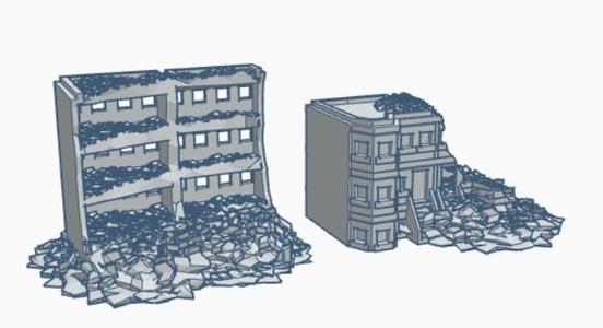 Modern Ruined Row House Set MR015
