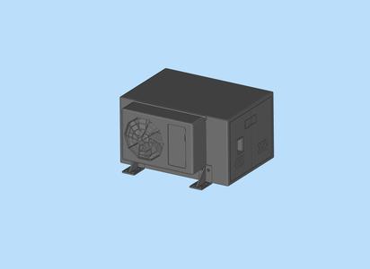 Industrial rooftop large cooling fan group scene model