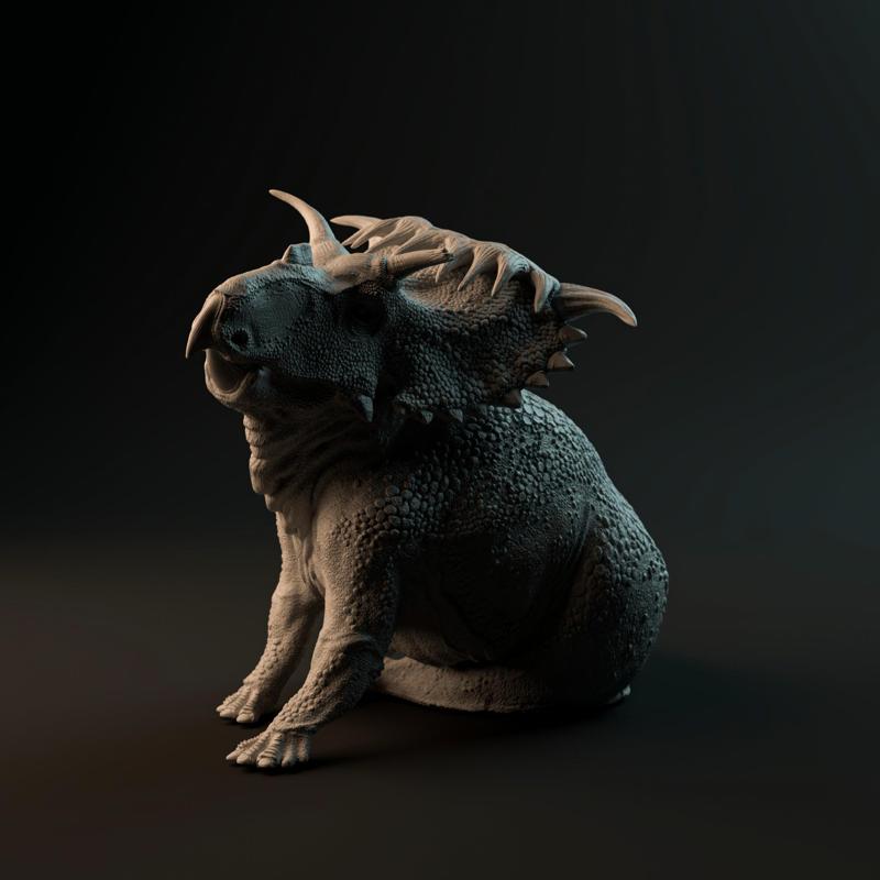 Kosmoceratops sitting 1-35 scale pre-supported dinosaur