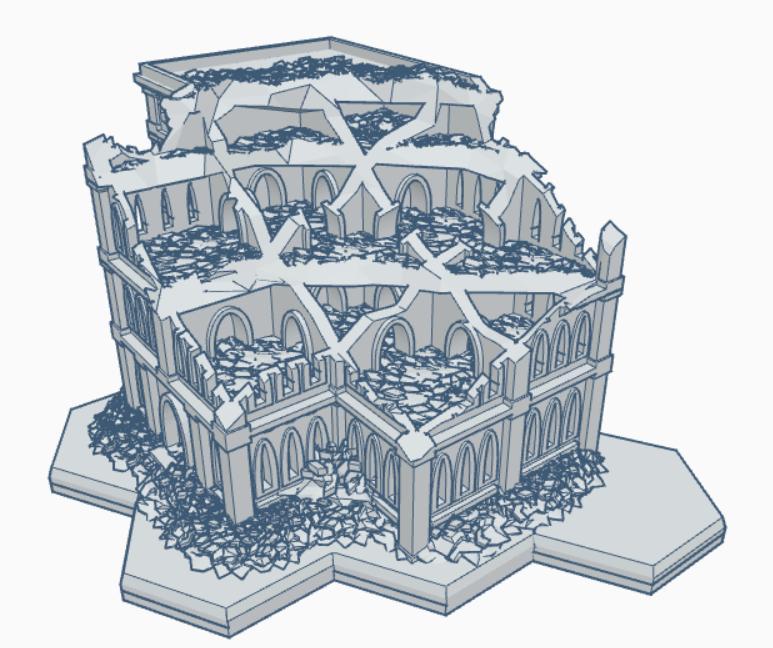 Gothic Ruined Building with Hex Base 62 GRHB062