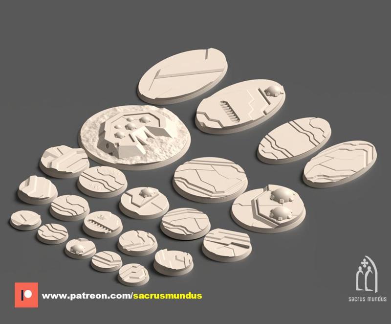 Delta-Sol. Alien Border World. 3D Printing Round & Oval Bases Bundle. Futuristic / Alien / Xenos/ Scifi Round / Oval Bases Set for Wargames