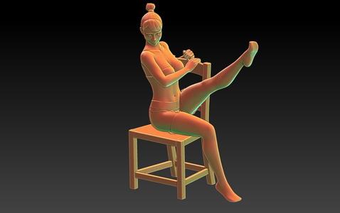 Girls in lingerie - chair dance -EROTIC MINIATURE 75 MM SCALE