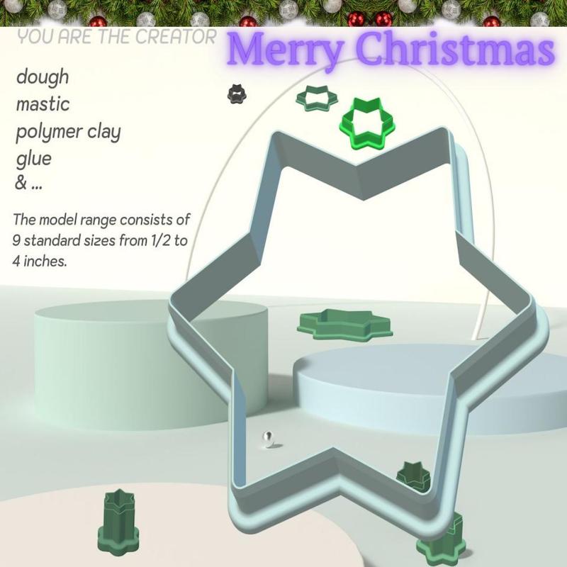 CHRISTMAS STAR СOOKIE СUTTER FROM MINI TO LARGE.   SIX POINTED STAR