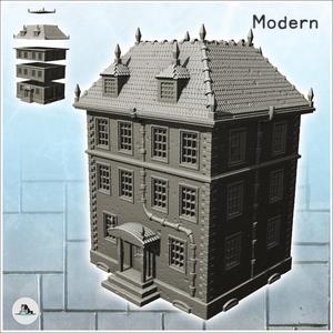 Large modern house with roof spikes and triple floors (6) - Modern WW2 WW1 World War Diaroma Wargaming RPG