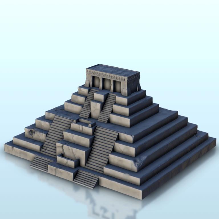 Large mesoamerican pyramid with stairways 1 - Maya Aztec Cuetzpal Seraphon Lizardmen Medieval Ancient Cusco