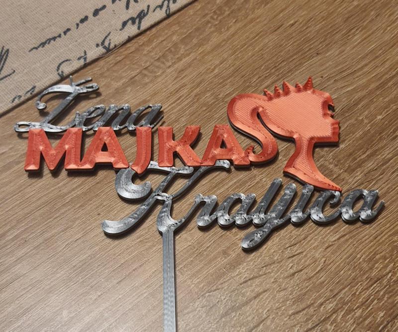 Set - Topper za tortu i dekoracija za buket - Žena Majka Kraljica