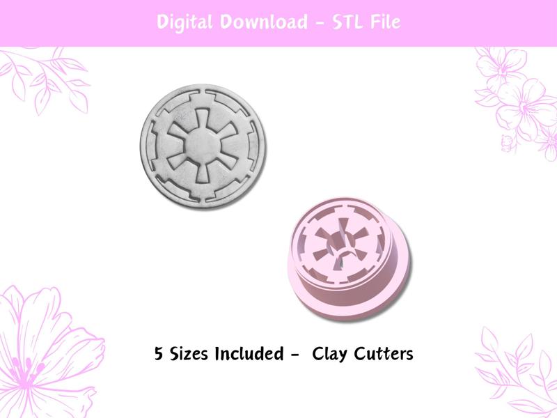 STAR WARS Galactic Empire Cutter for Polymer Clay | Digital STL File | Clay Tools | 5 Sizes Clay Cutters for Earrings