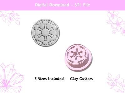 STAR WARS Galactic Empire Cutter for Polymer Clay | Digital STL File | Clay Tools | 5 Sizes Clay Cutters for Earrings