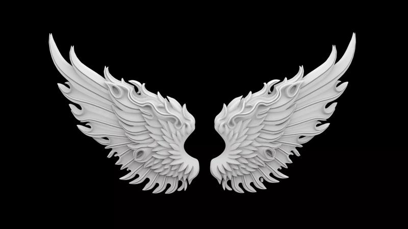 Fiery Angel Wings Flame Touched Feather