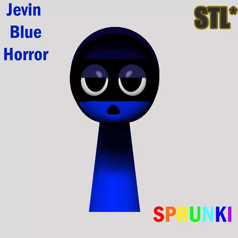STL Sprunki Incredibox Jevin Blue Horror STL 3D Character Fanart