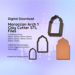Clay Cutter STL File Moroccan Arch - Earring Digital File Download- 10 sizes & 2 Cutter Versions, cookie cutter