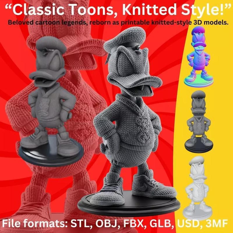 Stylized Knit Donald Duck Figure