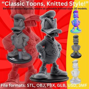 Stylized Knit Donald Duck Figure
