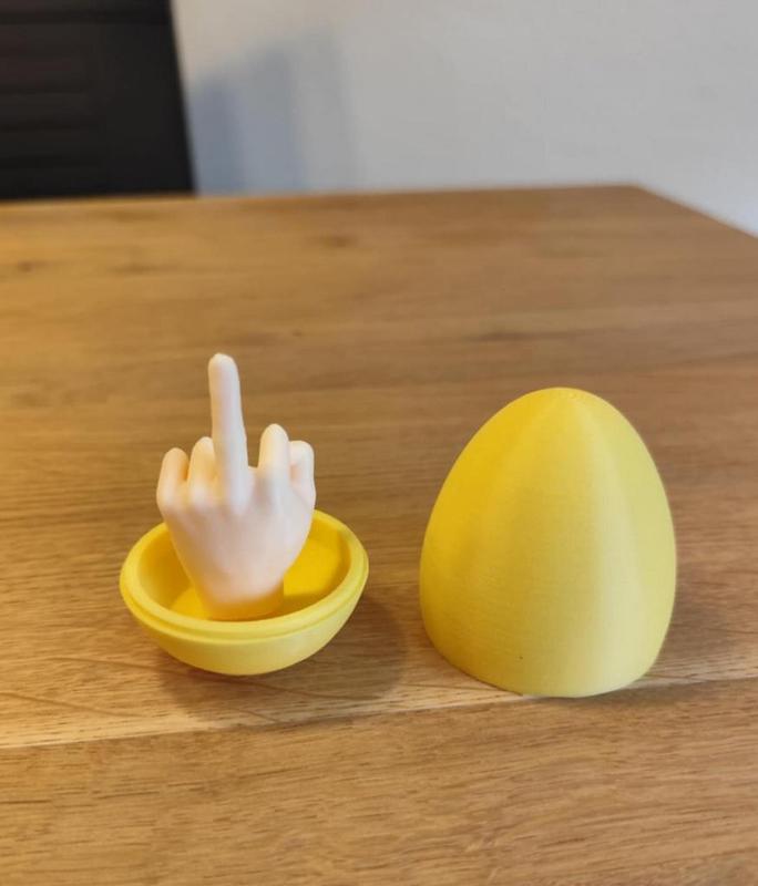 Middle finger joke egg