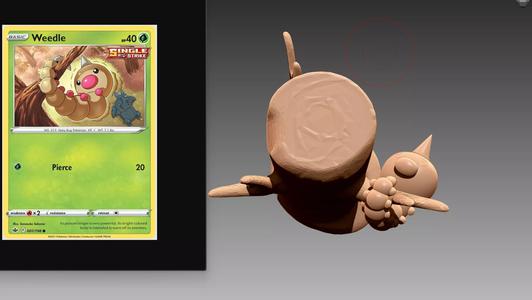 Weedle hanging on tree Pokemon OBJ STL