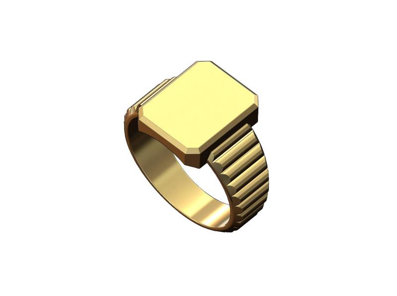 Watch link rectangular tag signet ring US sizes 6to11 3D print model