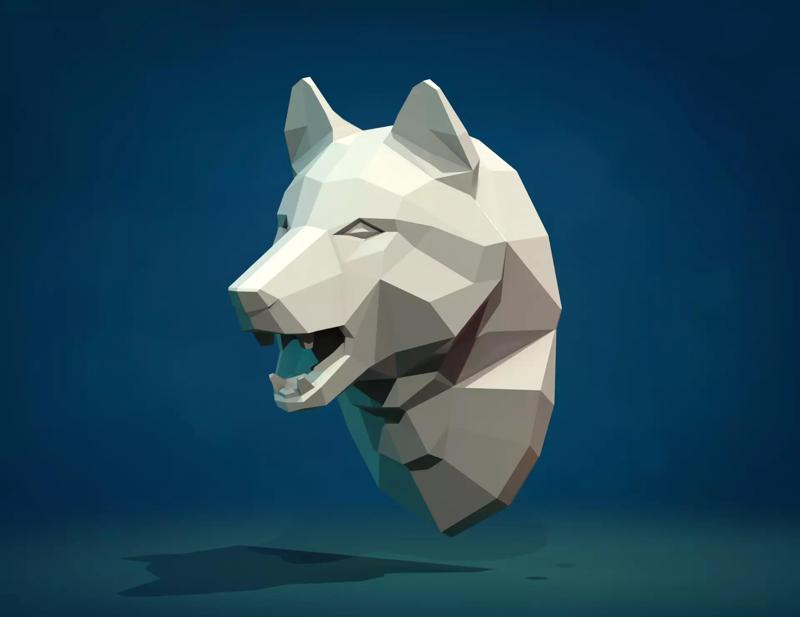 Wolf head low poly