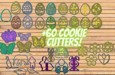 Easter Cookie Cutter Set of 60 / Eastereggs Easterbunnys Animals Flowers