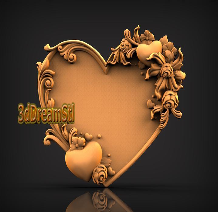 heart STL model, CNC router engraver, artcam, aspire, cnc files, wood, art, wall decor, CNC
