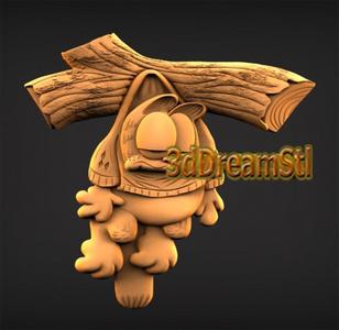 Garfield STL model, CNC router engraver, artcam, aspire, cnc files, wood, art, wall decor, CNC