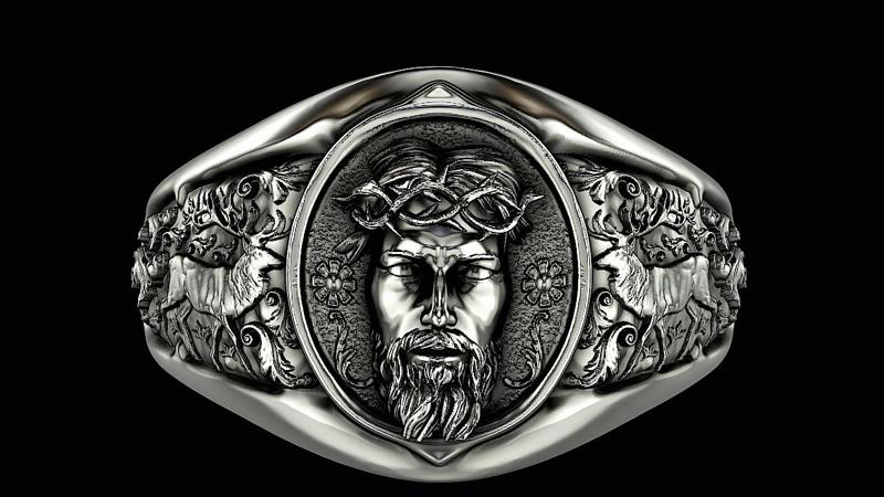 Jesus head ornomental ring