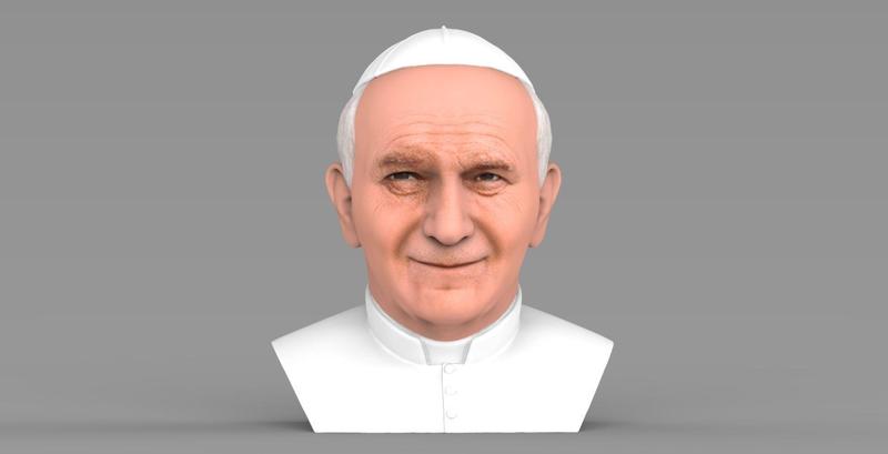 Pope John Paul II bust for full color 3D printing