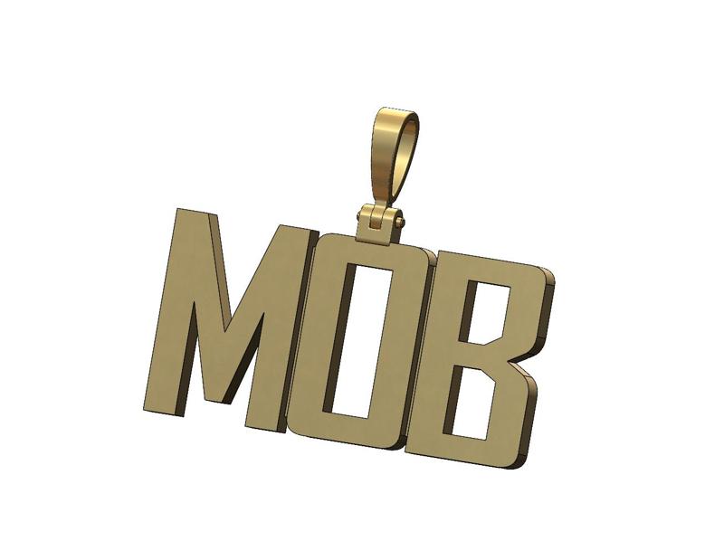 MOB name pendant with bail 3D print model
