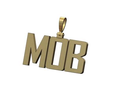 MOB name pendant with bail 3D print model