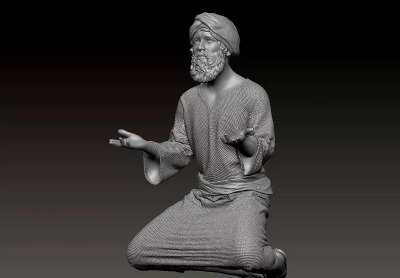 Man dressed in oriental clothes praying printable