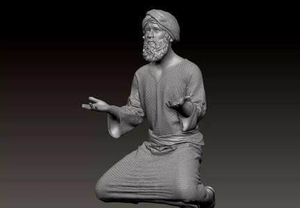 Man dressed in oriental clothes praying printable