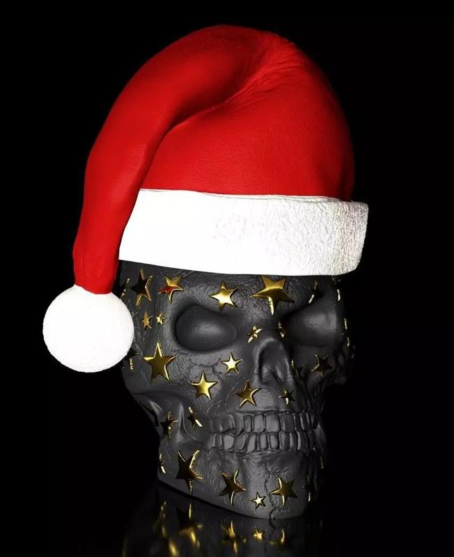 Skull with Stars Christmas Hat Hat is detachable  Hollow inside