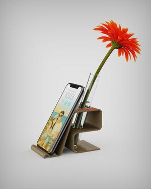 Phone Stand + Test Tube Vase - Minimalist Desk Organizer