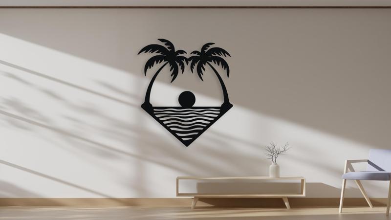Tropical Sunset Palm Trees Wall Decor Art