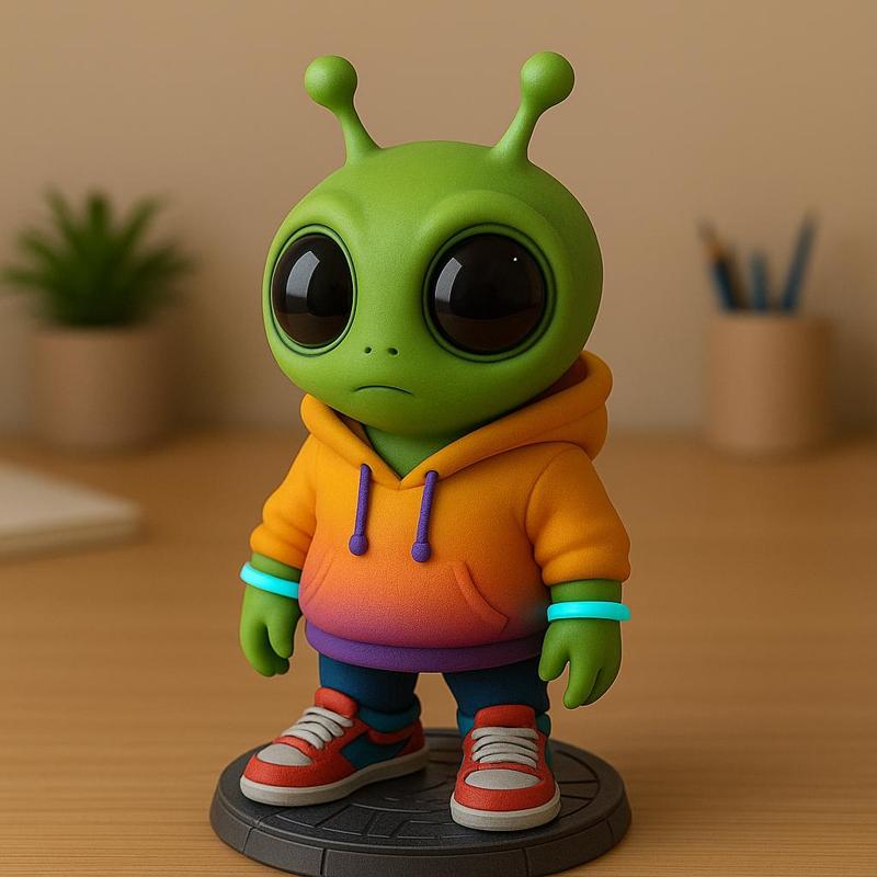 Cartoon Alien 3D Model – Cute Alien Character in Hoodie & Sneakers