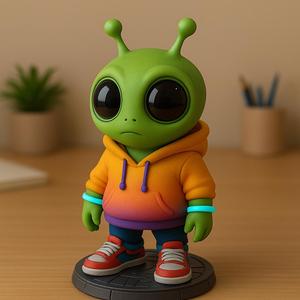 Cartoon Alien 3D Model – Cute Alien Character in Hoodie & Sneakers