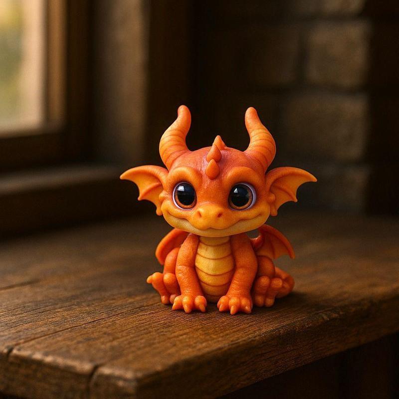 "Cute chibi dragon figure for 3D printing - 80 mm miniature"