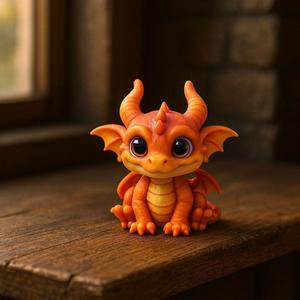 "Cute chibi dragon figure for 3D printing - 80 mm miniature"