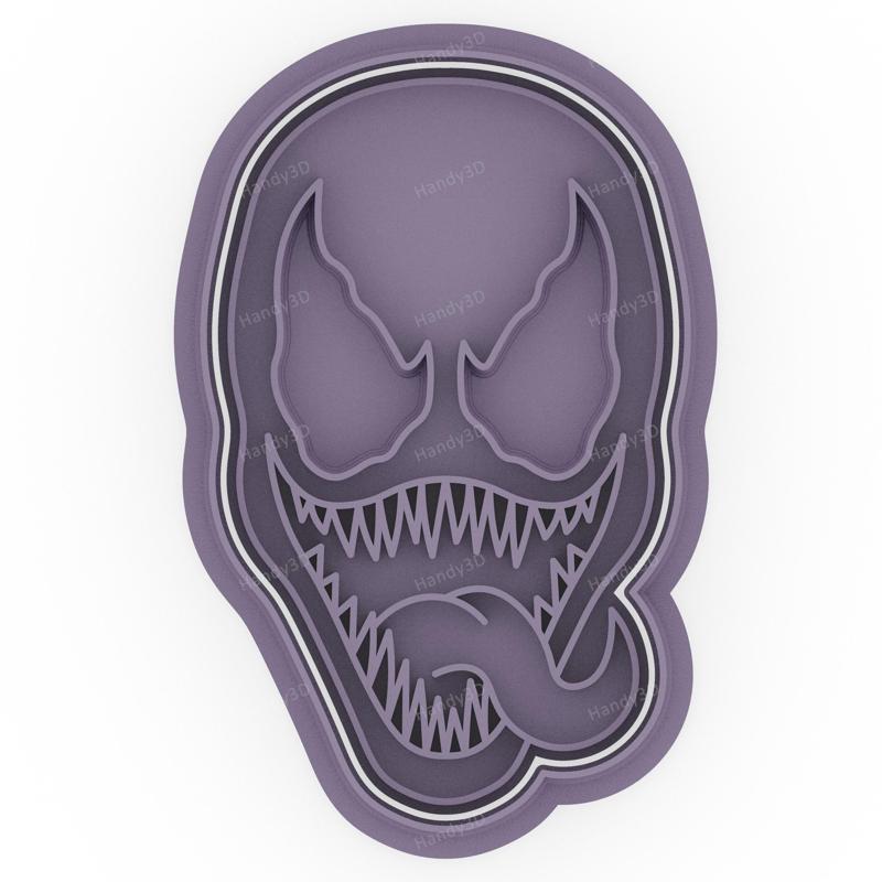 Venom Face Cookie Cutter & Stamp - 9 cm