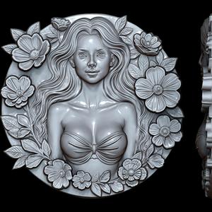 Lady of Spring Relief STL file for 3d printing or CNC 3D print model