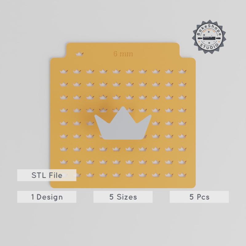 Royal Crown Sprinkle Stencil Set, 5 Sizes, Compatible with Sugar & Cocoa, Perfect for Edible Glitter Designs