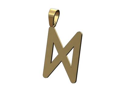 Dagaz viking runes initials alphabet pendant charm bail 3D print model