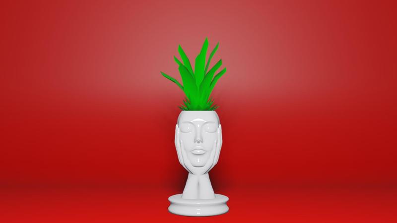 Woman Face Flower Pot Vase Planter - 3D Printable STL Design