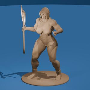 Barbarian Woman With an Axe – 3D Printable Model Files