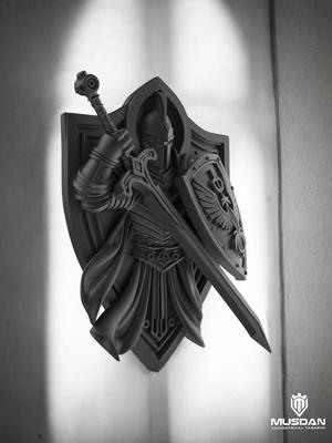 Paladin Wall Relief Fantasy Warrior Sculpture 3D Printable