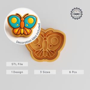 Butterfly Shape Cutter & Stamp Set, Perfect for Cookies & Fondant, S/M/L Sizes, 6-Piece Nature Insect Wings Collection