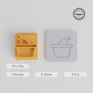 Wine Bucket Stamp Tile Set, 5 Sizes for Clay, Cookie & Fondant, Party & Celebration Themes PRODUCT_4782